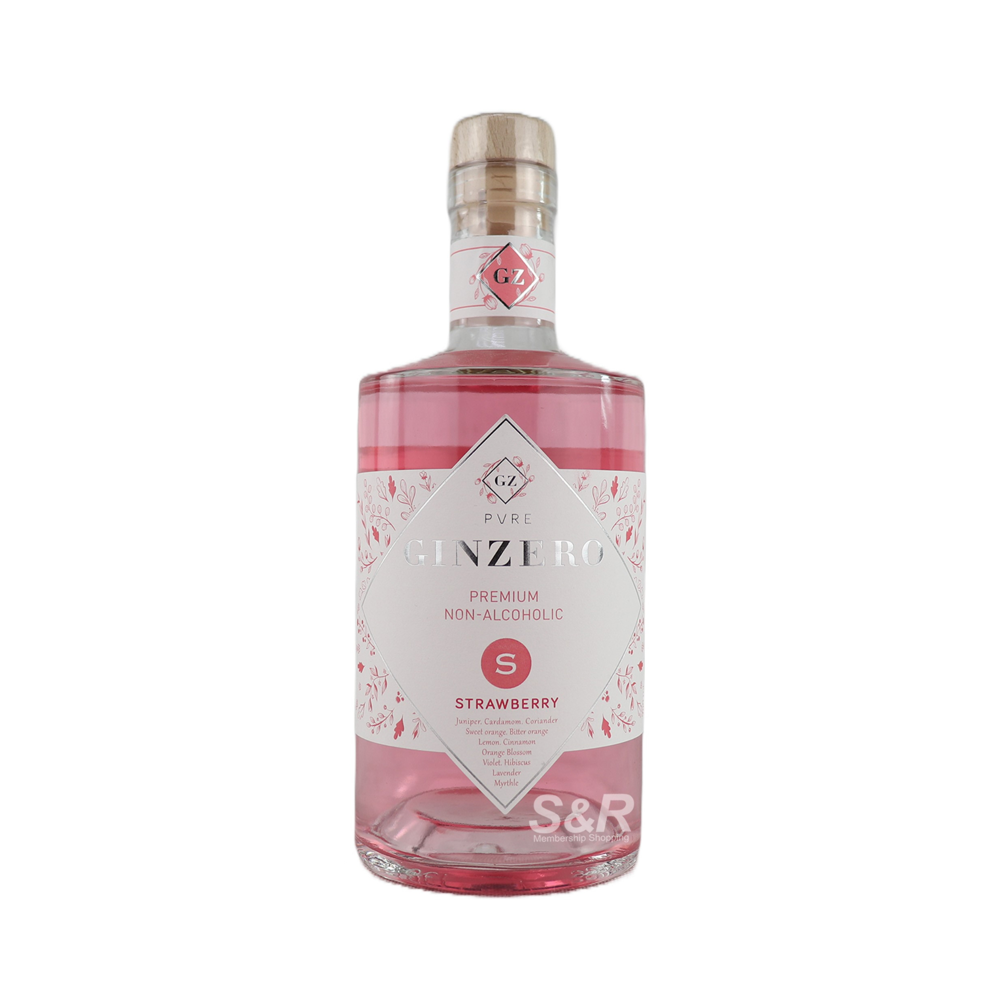 PVRE Gin Zero 12 Botanics Strawberry Premium NonAlcoholic Liquor 700mL